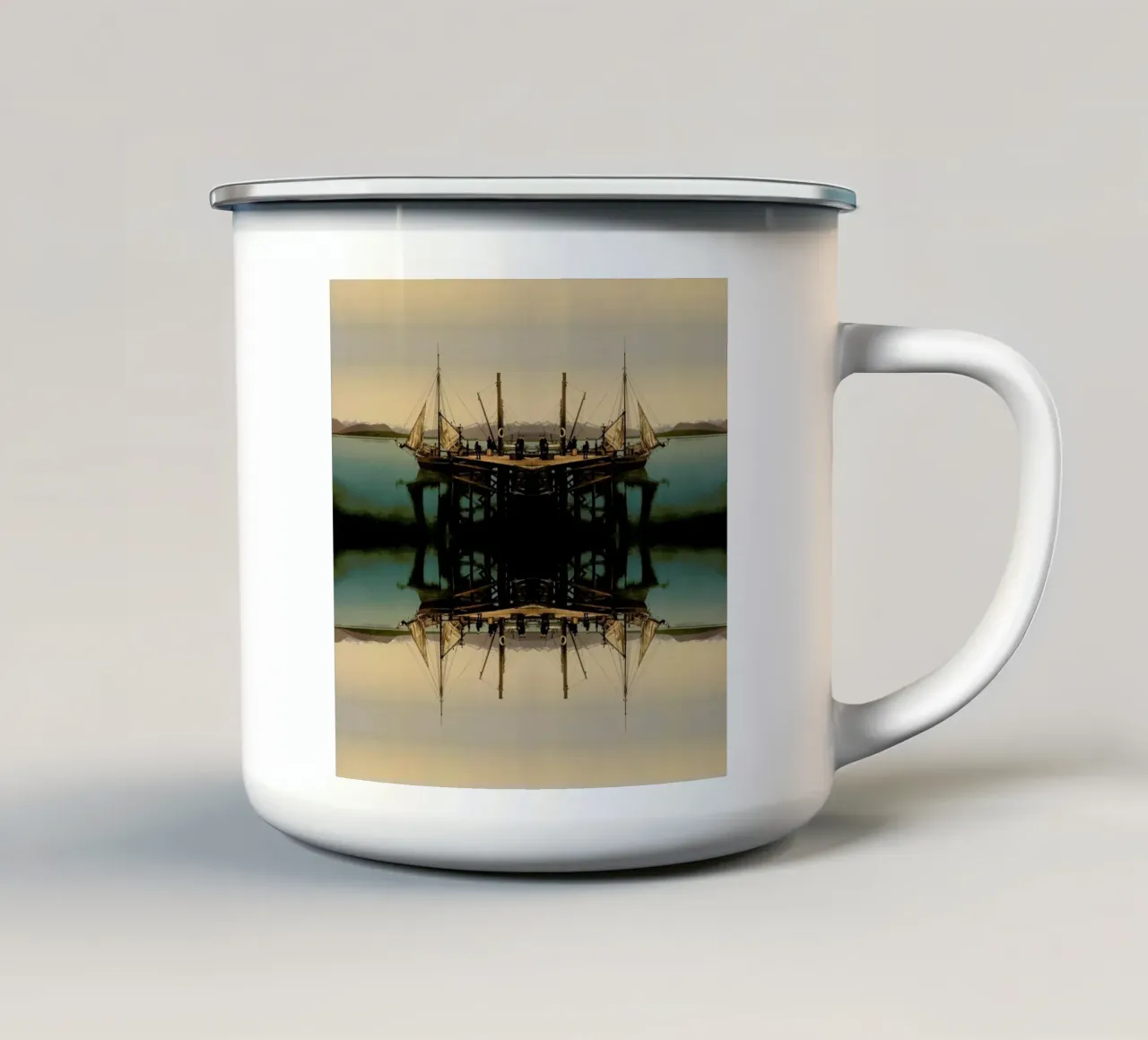 Ship tazza in smalto da The Gently Unfurling Sneak