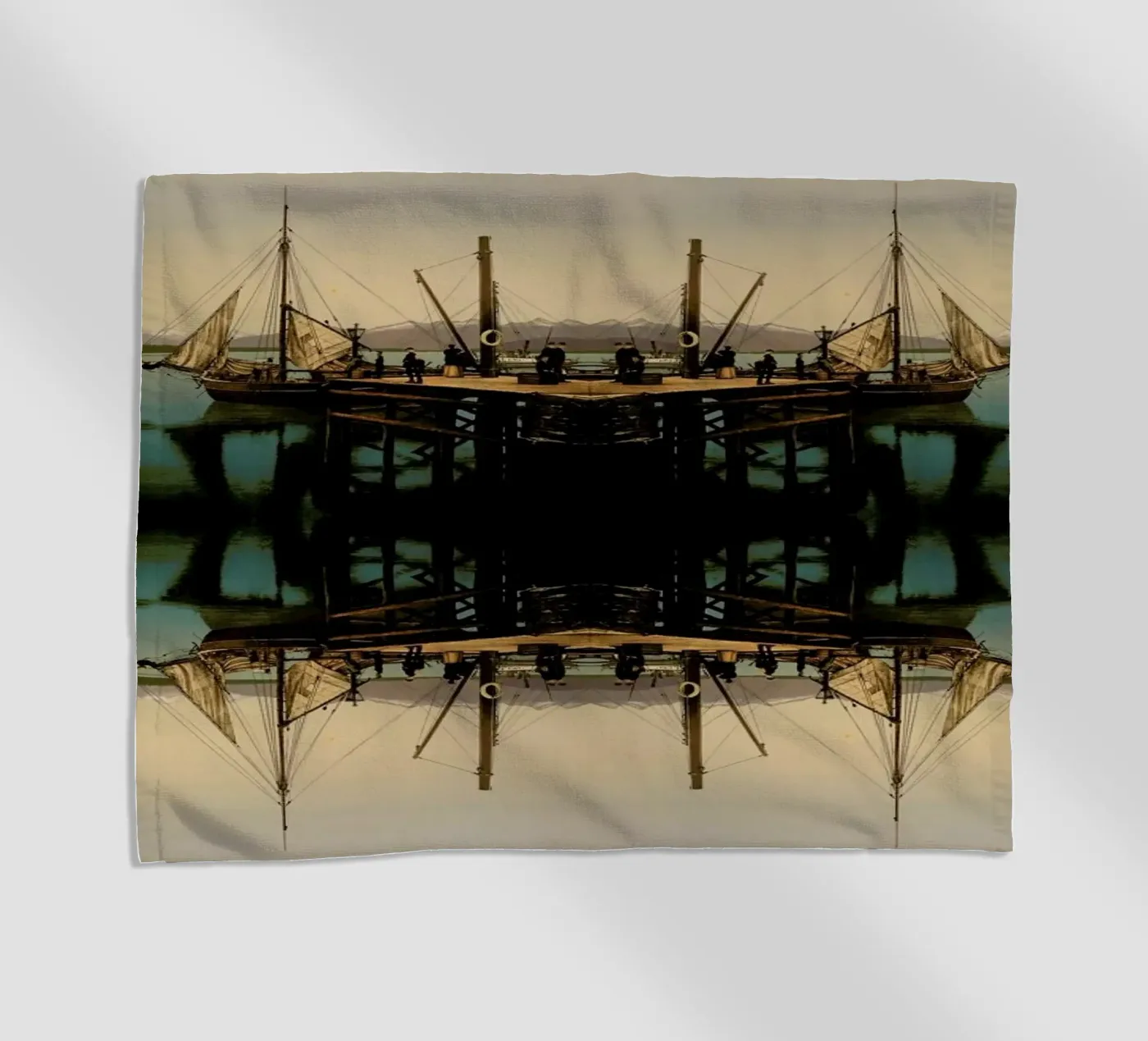 Ship beach towel by The Gently Unfurling Sneak