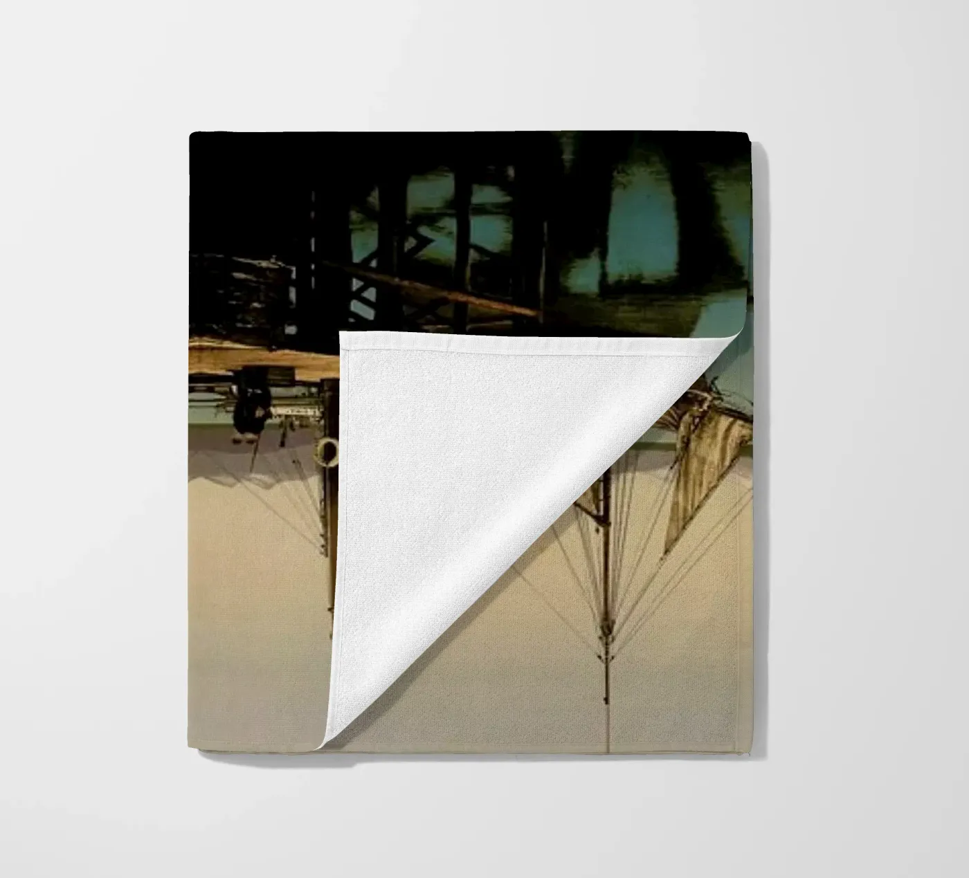 Ship beach towel by The Gently Unfurling Sneak