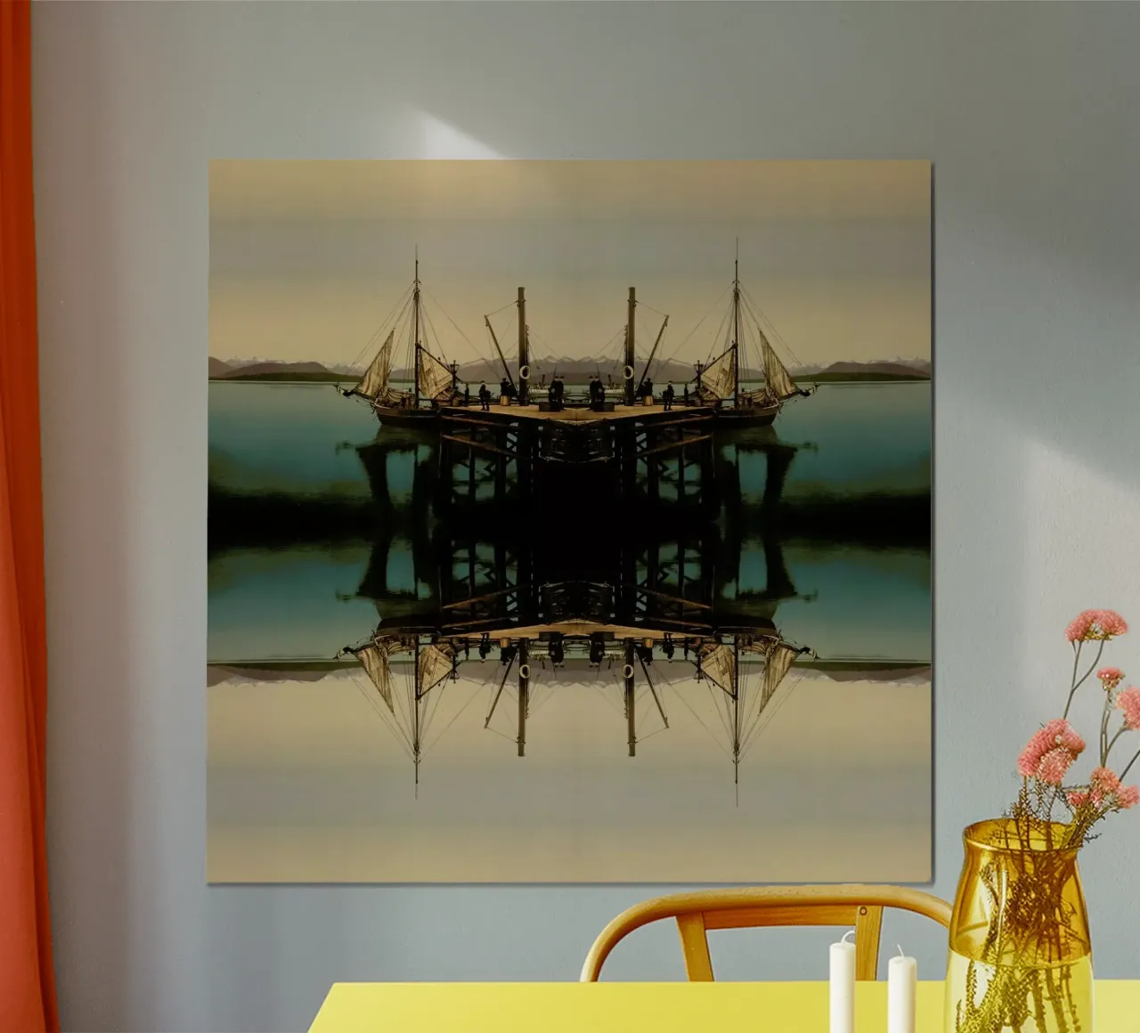 Ship poster met houten frame van The Gently Unfurling Sneak
