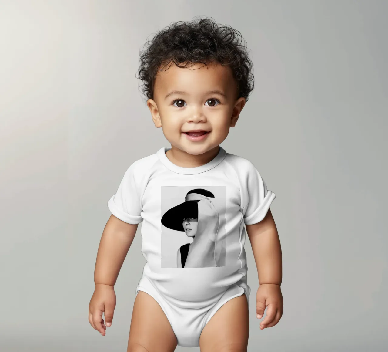 Audrey Monochrome short-sleeve baby romper by Lorraine Mooore
