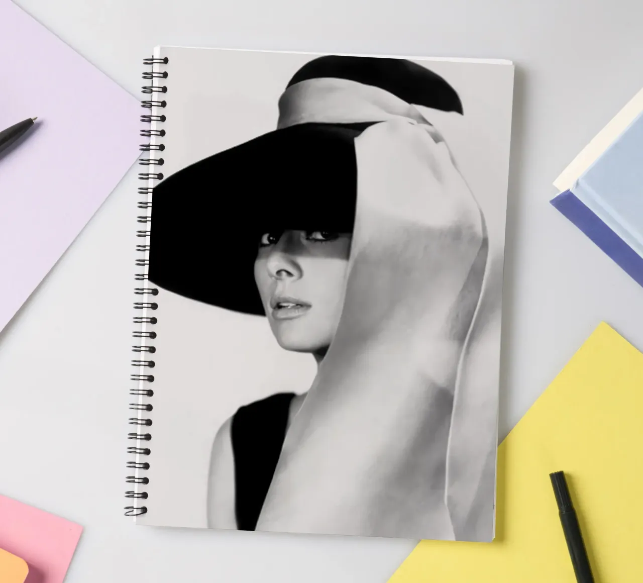 Audrey Monochrome spiral notebook by Lorraine Mooore