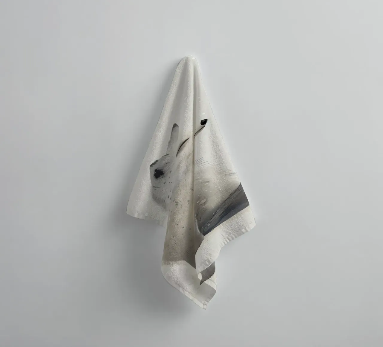 Illustration of Arctic Fox in Winter Setting towel by DesignDoodle