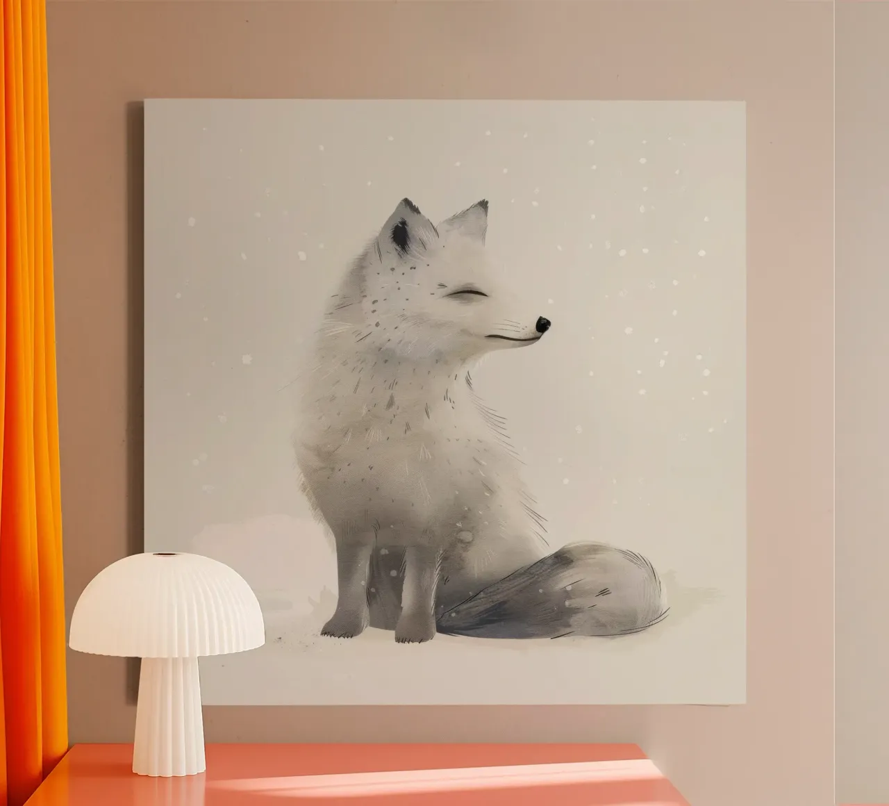 Illustration eines Polarfuchses in winterlicher Umgebung Leinwand von DesignDoodle
