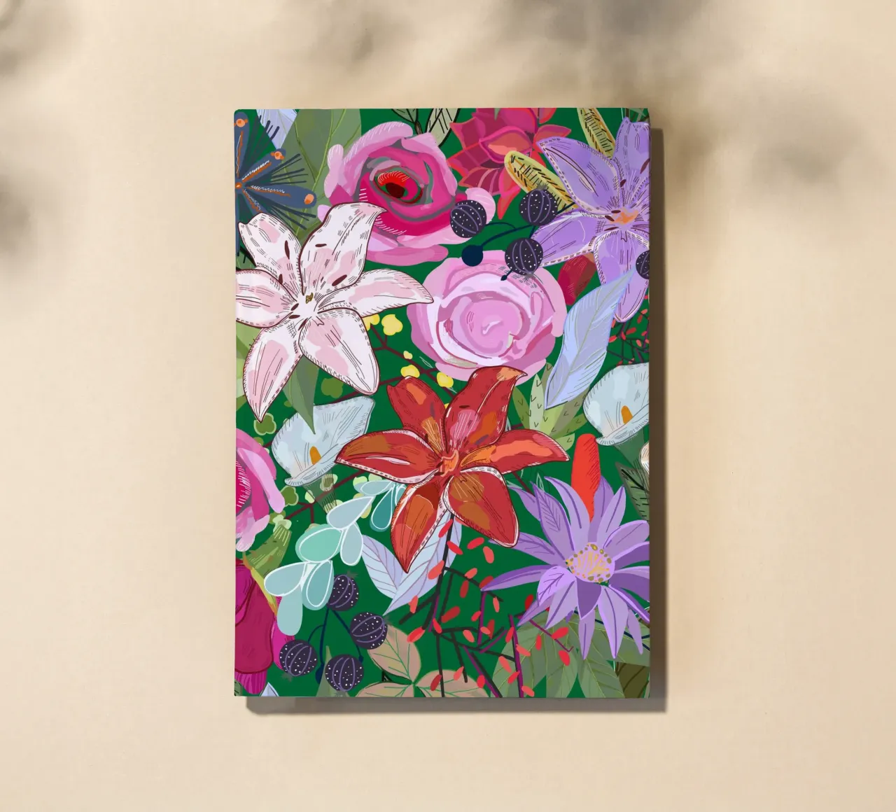 Lily and colorful flowers notebook by gulsengunel