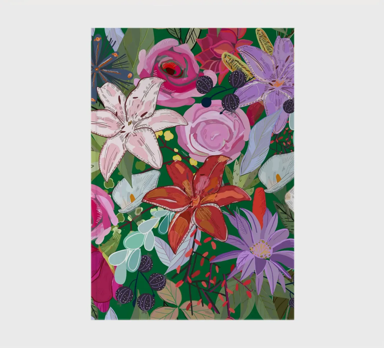 Lily and colorful flowers notebook by gulsengunel