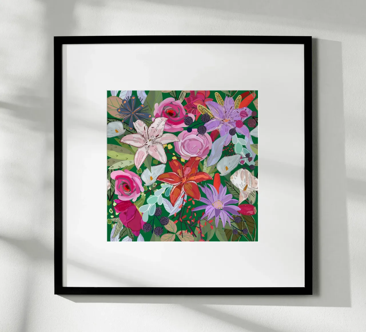 Giglio e fiori colorati poster con telaio in alluminio da gulsengunel