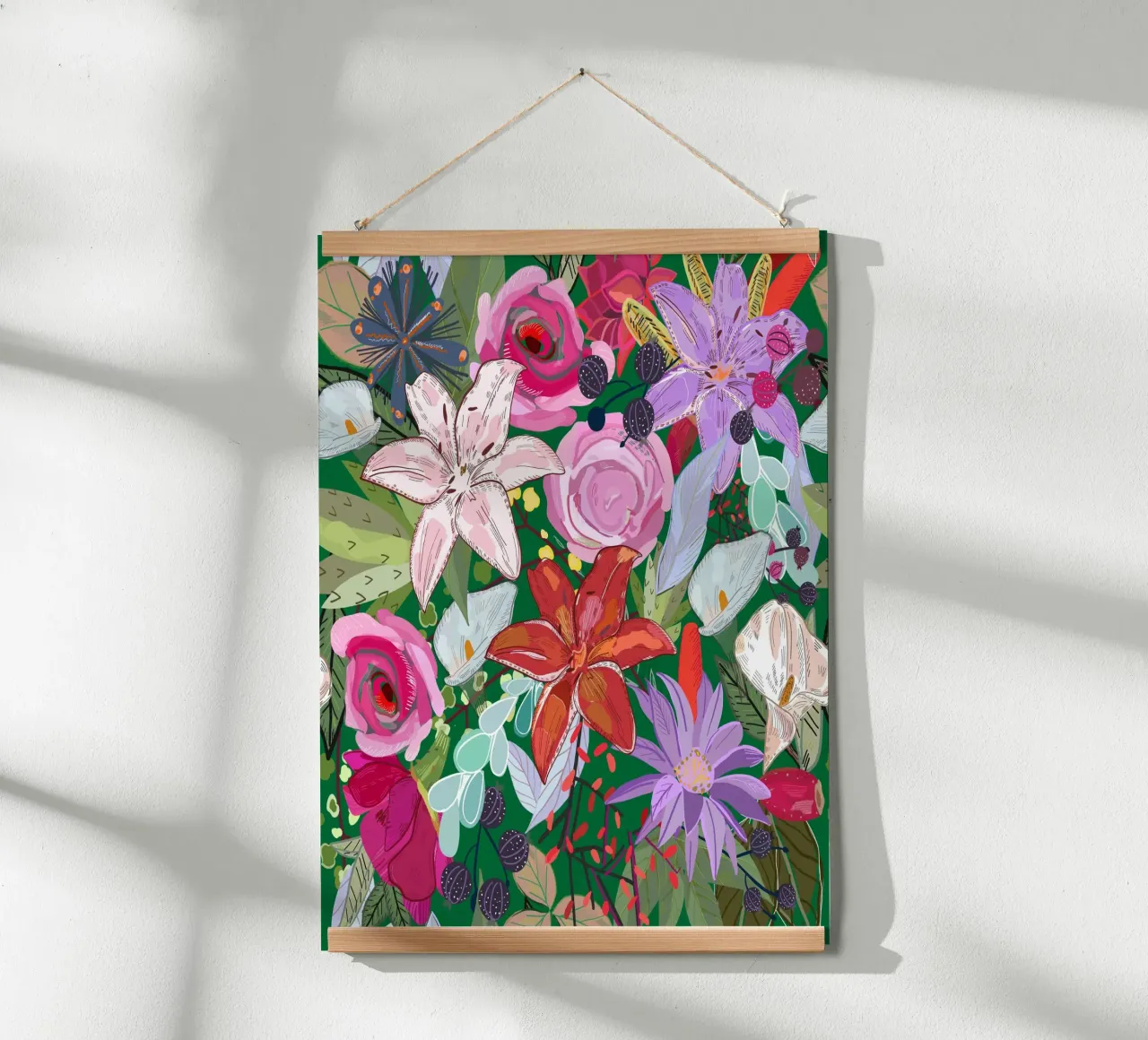 Giglio e fiori colorati poster con telaio in alluminio da gulsengunel