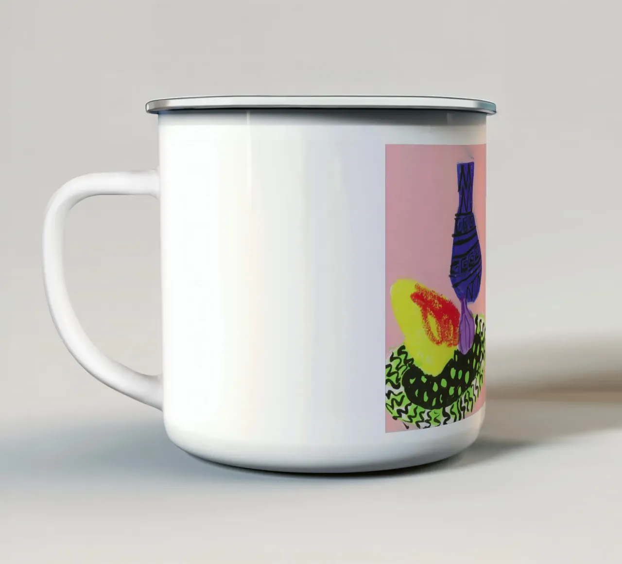 Still Life On Pink Background tazza in smalto da Sonia Brittain
