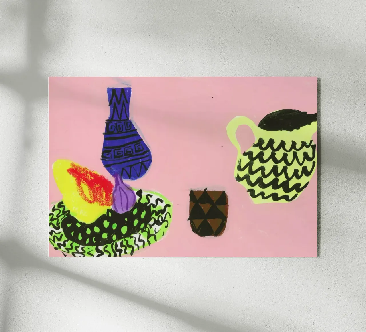 Still Life On Pink Background acrylic glass by Sonia Brittain