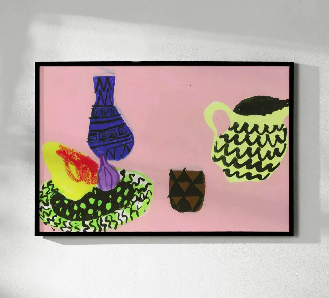 Still Life On Pink Background poster con telaio in alluminio da Sonia Brittain