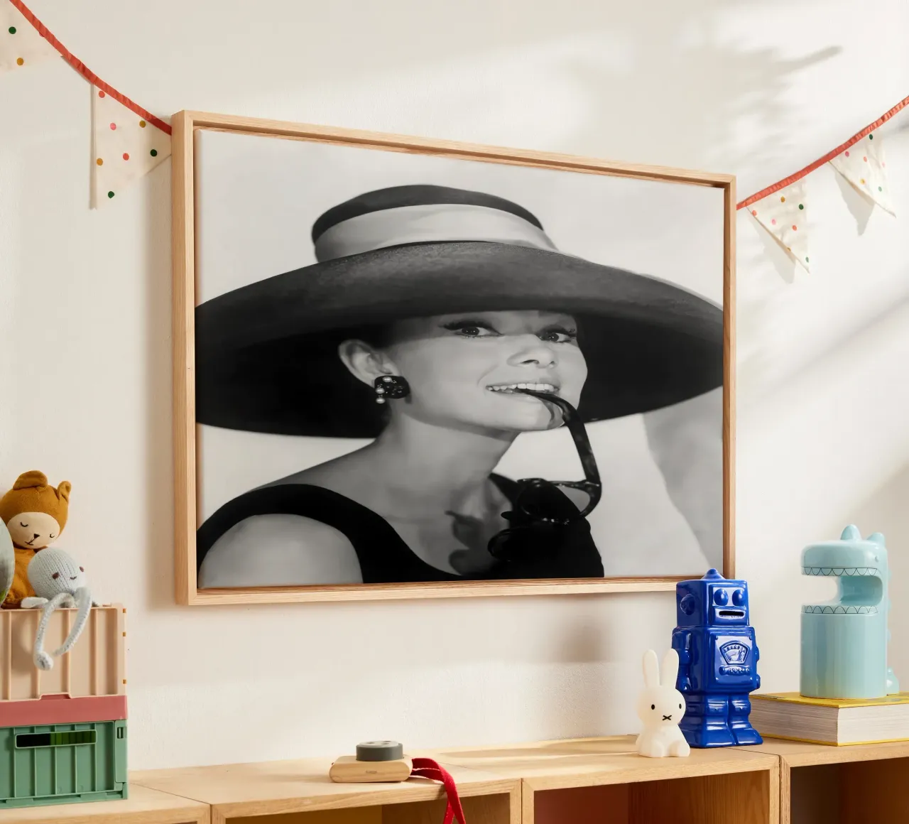 Audrey Colazione da Tiffanys, 1961 tela da Lorraine Mooore