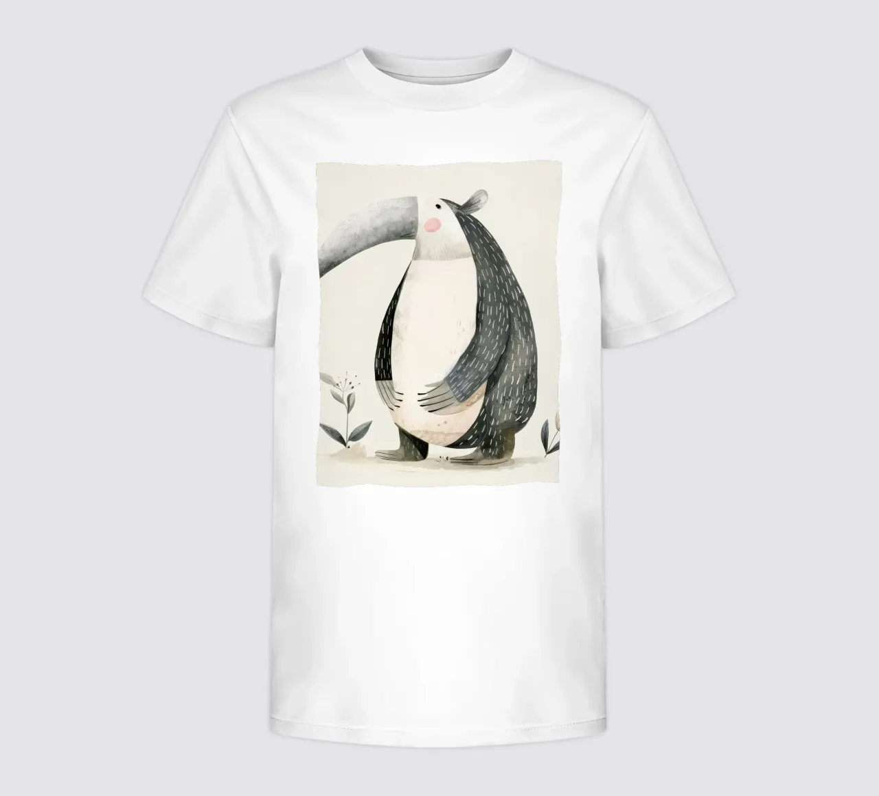 Stylized Anteater Illustration with Flora kids t-shirt by DesignDoodle