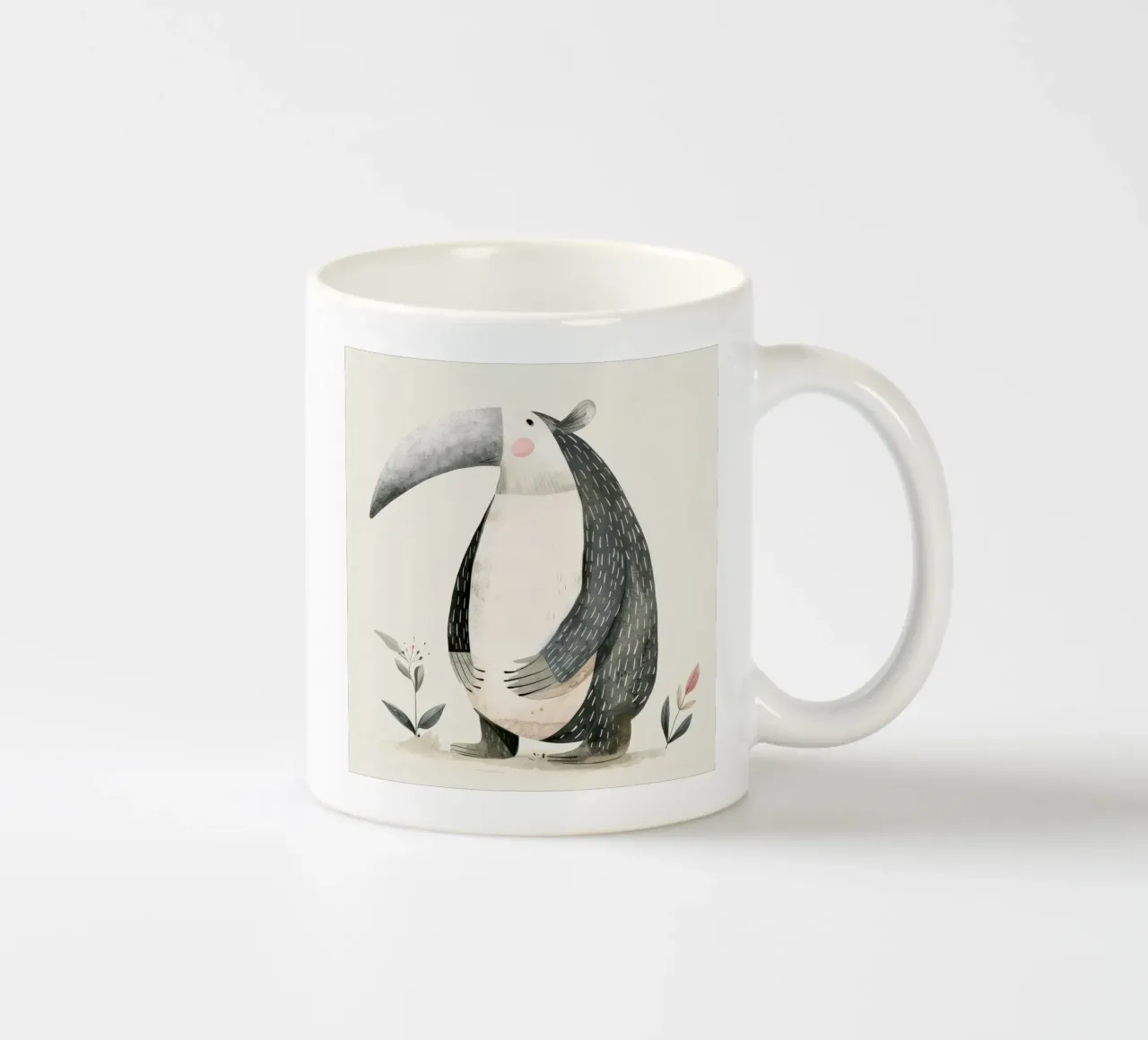 Illustrazione di formichiere stilizzato con flora tazza in ceramica da DesignDoodle