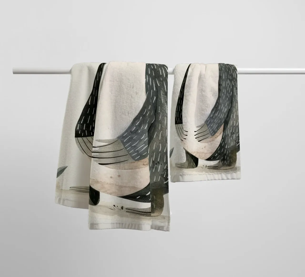 Stylized Anteater Illustration with Flora towel by DesignDoodle