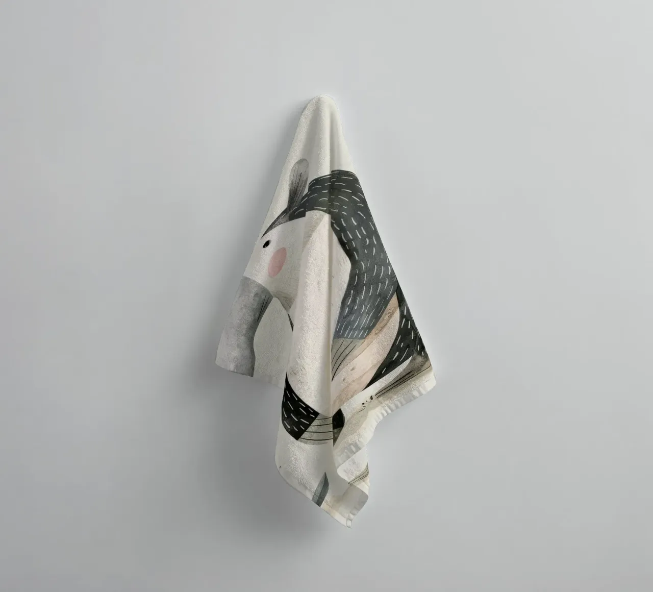 Stylized Anteater Illustration with Flora towel by DesignDoodle