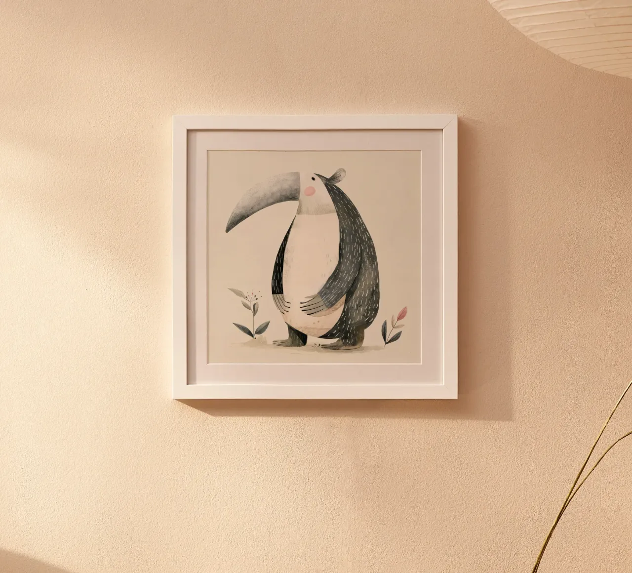 Illustrazione di formichiere stilizzato con flora poster con telaio in plastica da DesignDoodle