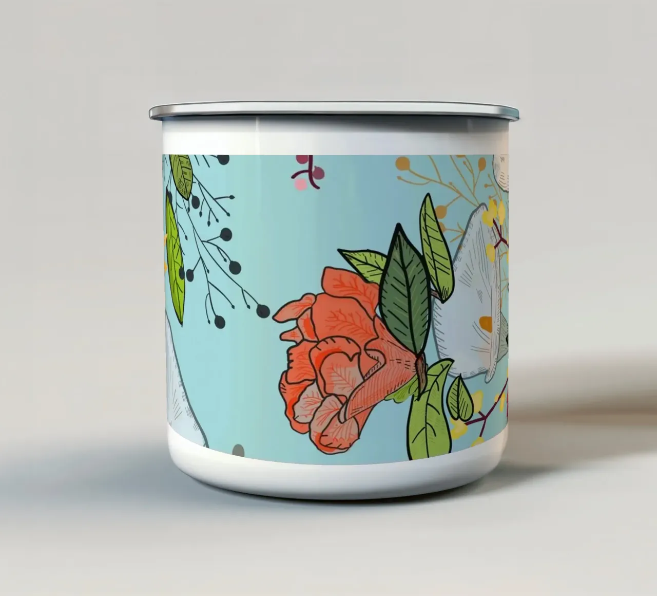 Melograno e giglio tazza in smalto da gulsengunel