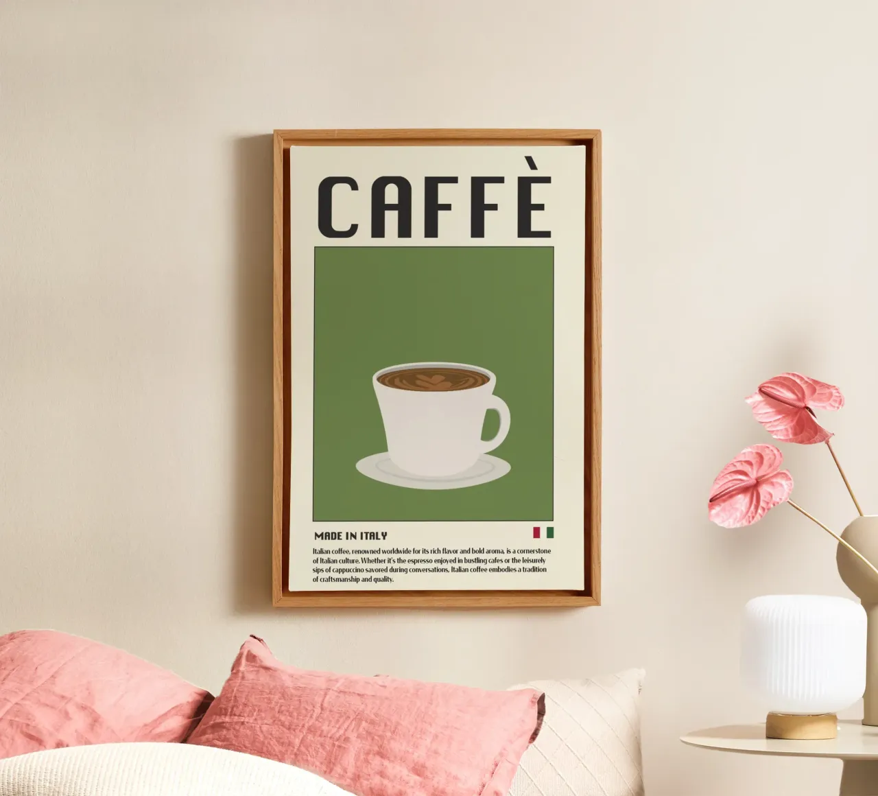 Caffè dall'Italia tela con Cornice a cassetta da cosmos studio