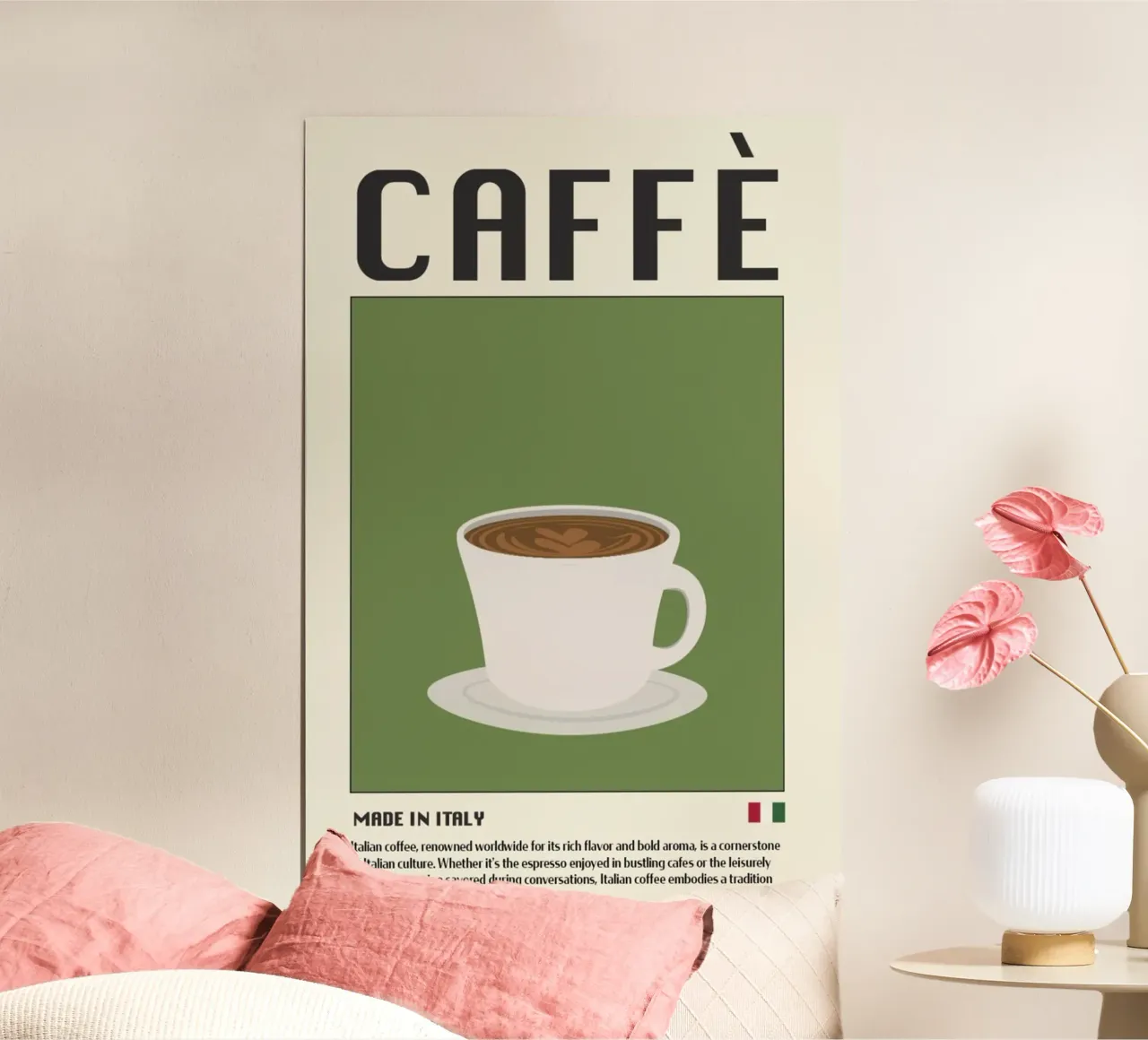 Caffè dall'Italia poster con telaio in alluminio da cosmos studio