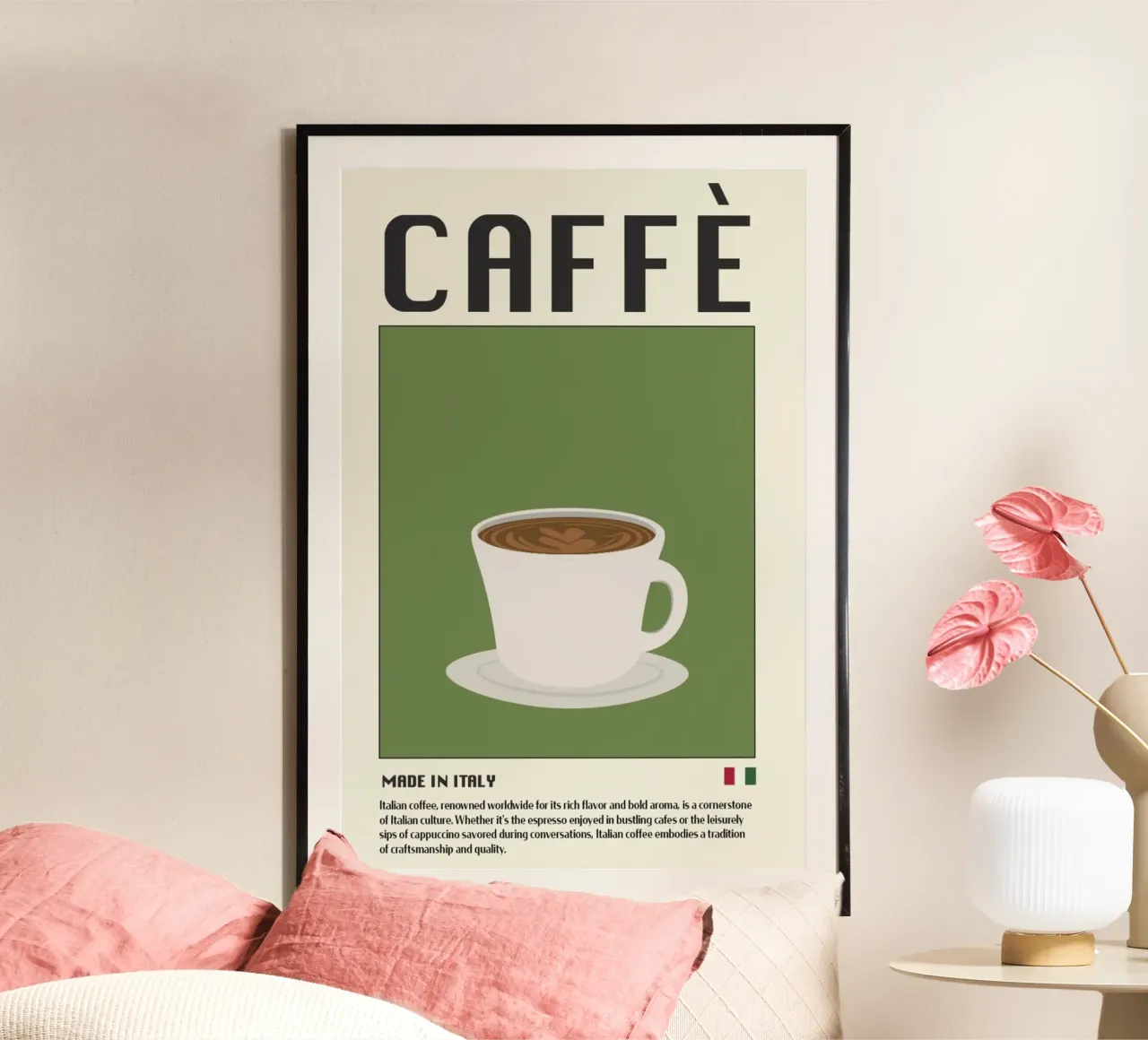 Caffè dall'Italia poster con telaio in alluminio da cosmos studio