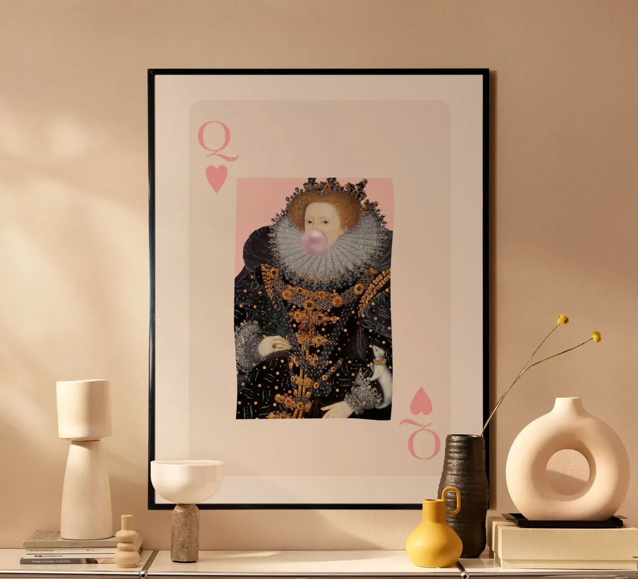 Queen Elizabeth I Playing Card poster con telaio in plastica da GraceDigitalArtCo