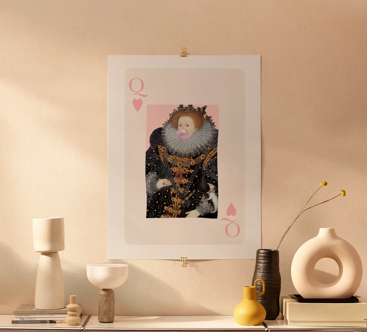 Queen Elizabeth I Playing Card poster con telaio in plastica da GraceDigitalArtCo