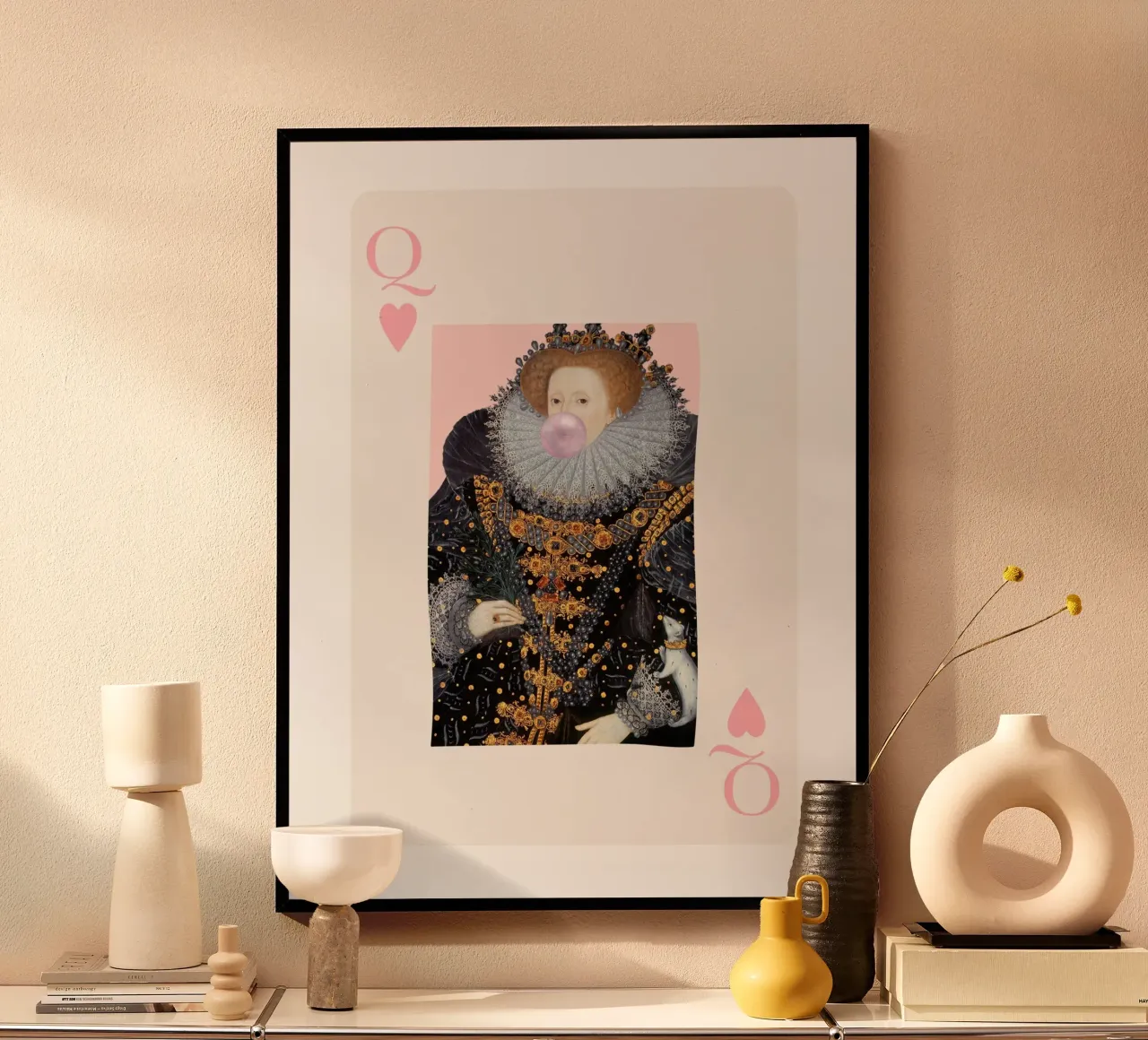 Queen Elizabeth I Playing Card poster con telaio in plastica da GraceDigitalArtCo