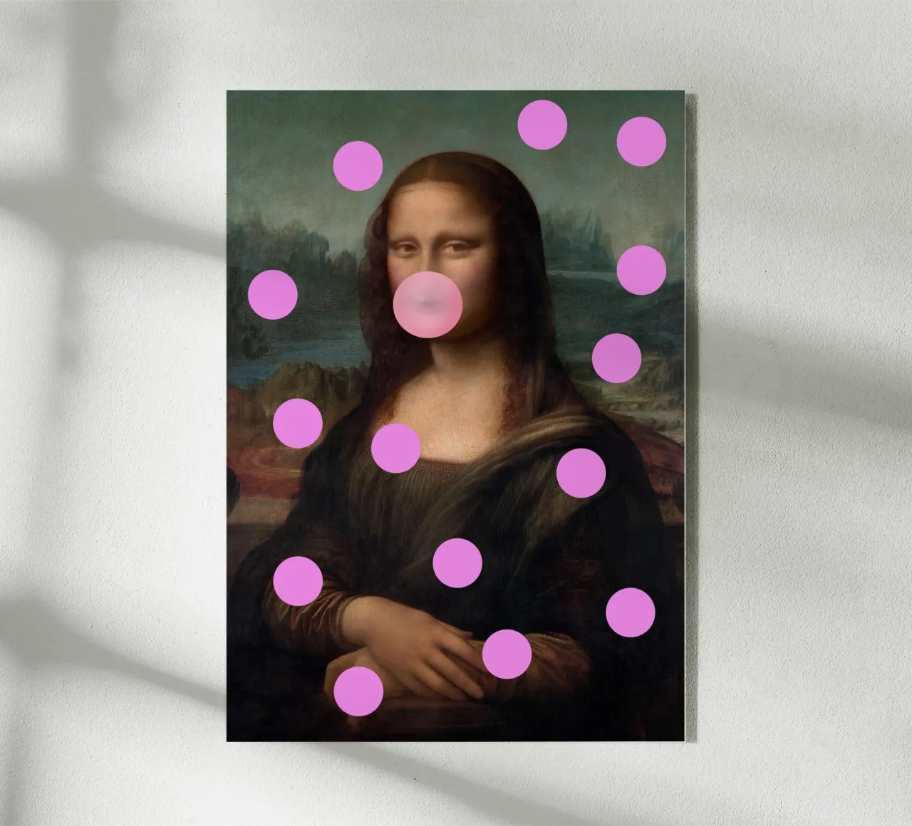 Mona Lisa Pink Dots plexiglass da GraceDigitalArtCo