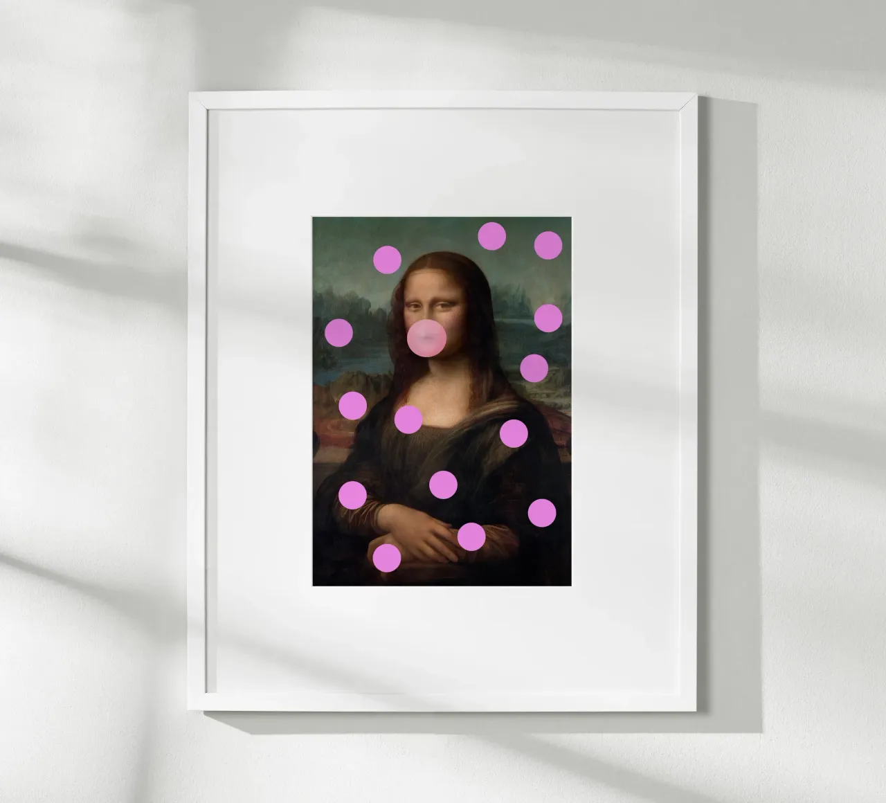 Mona Lisa Pink Dots poster con telaio in alluminio da GraceDigitalArtCo