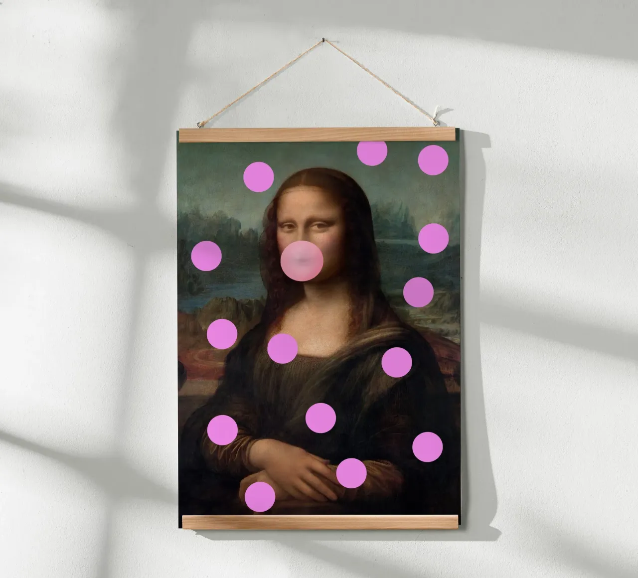 Mona Lisa Pink Dots poster con telaio in alluminio da GraceDigitalArtCo