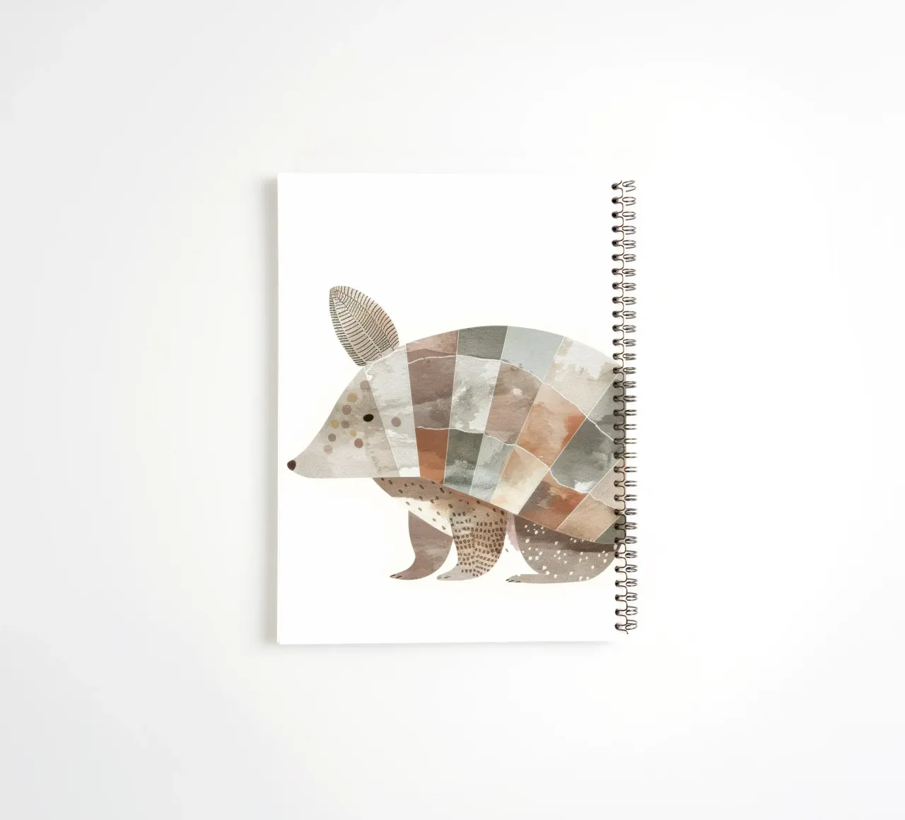 Stylized Armadillo Illustration in Earthy Tones spiral notebook by DesignDoodle