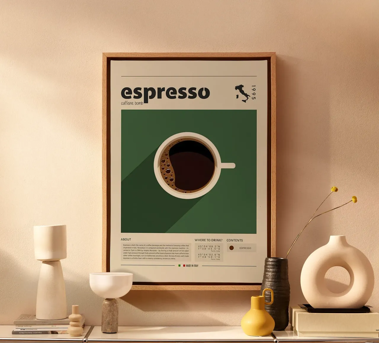 Espresso dall'Italia tela con Cornice a cassetta da cosmos studio