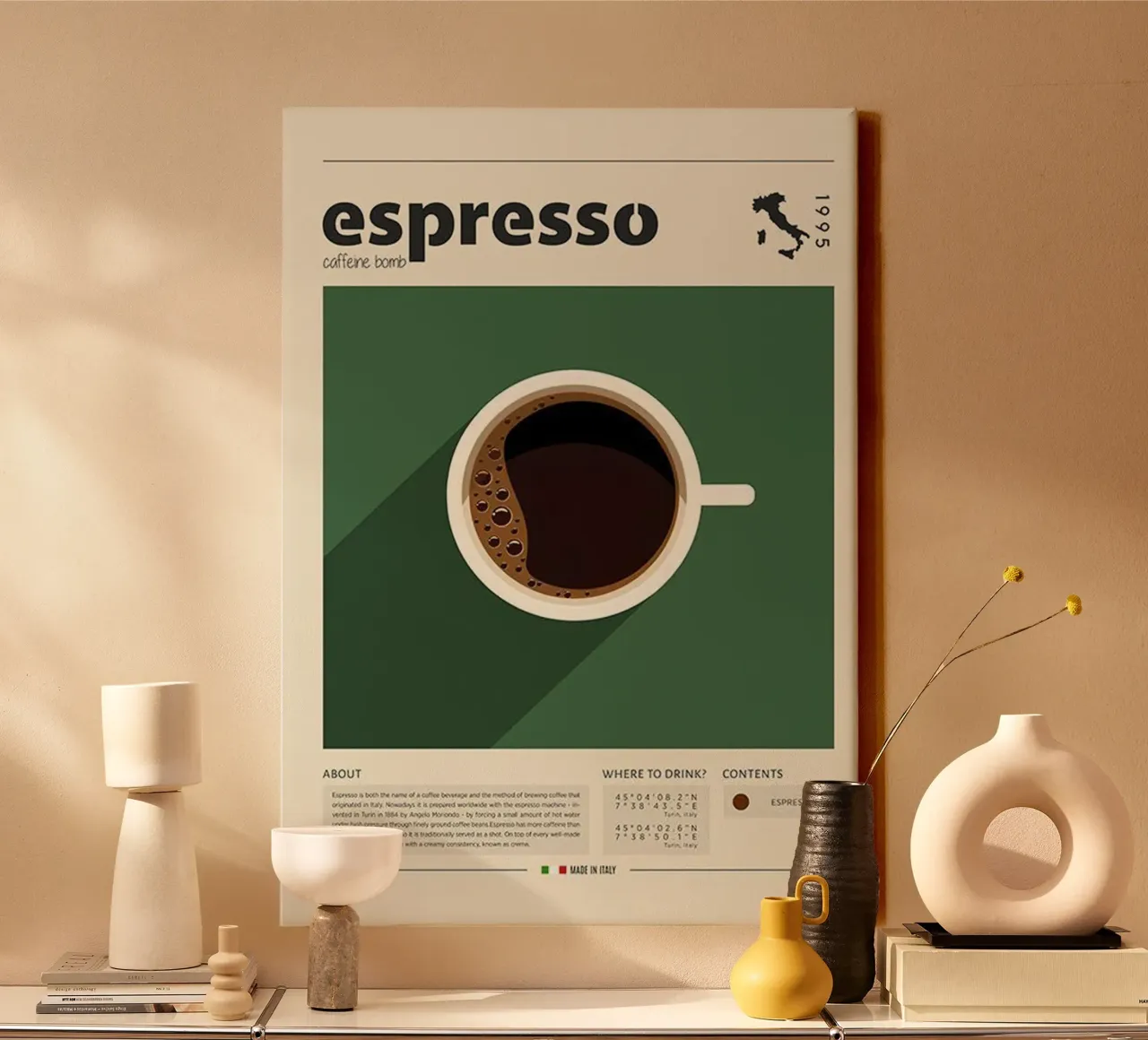 Espresso dall'Italia tela con Cornice a cassetta da cosmos studio