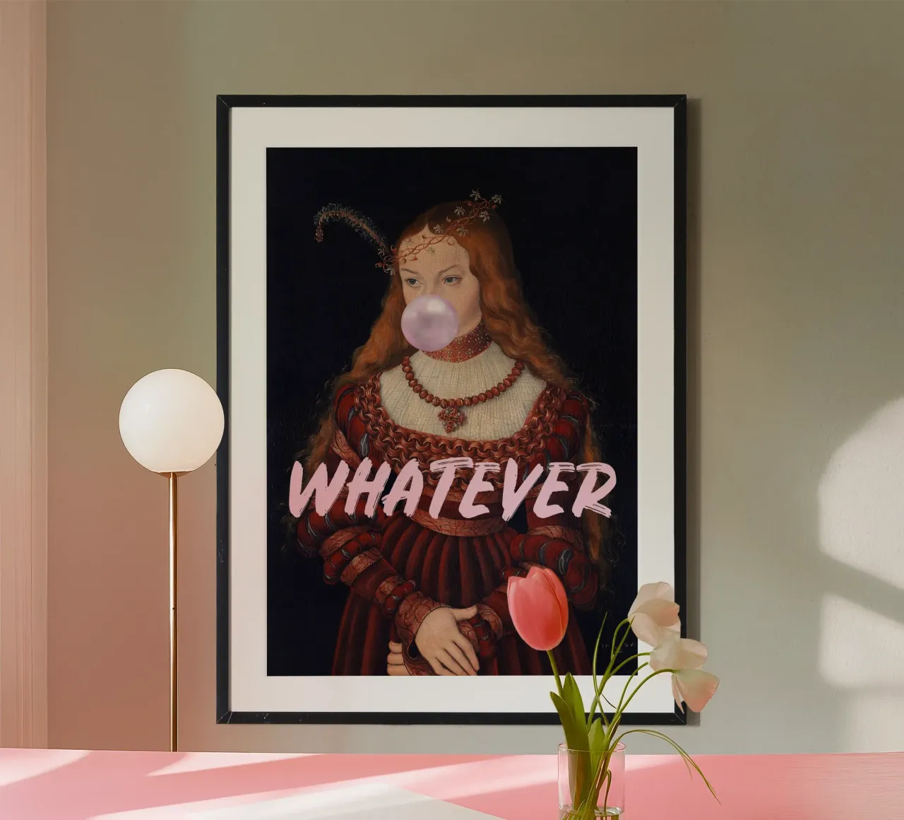 Whatever Renaissance Girl poster con telaio in alluminio da GraceDigitalArtCo