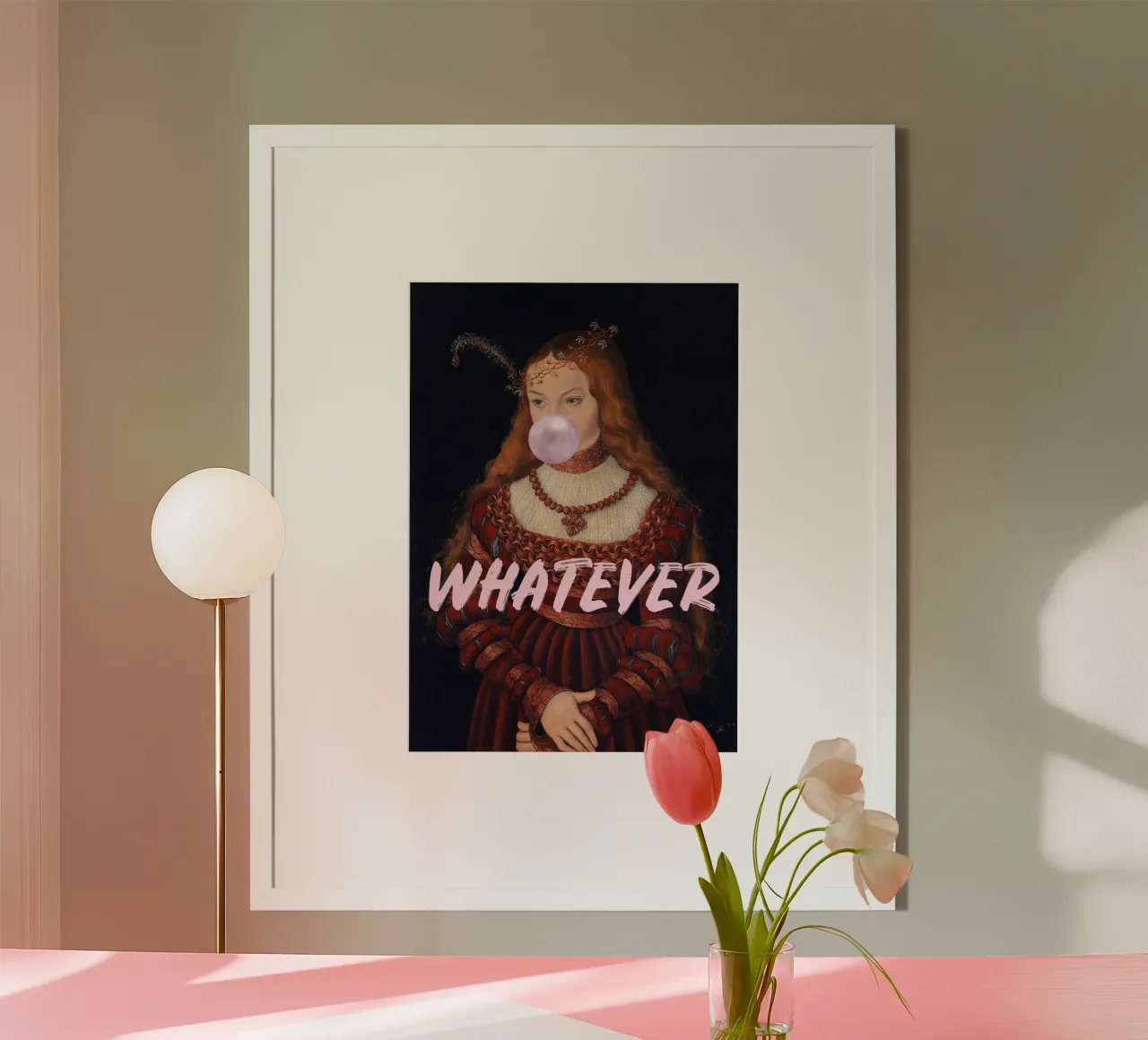 Whatever Renaissance Girl poster con telaio in alluminio da GraceDigitalArtCo
