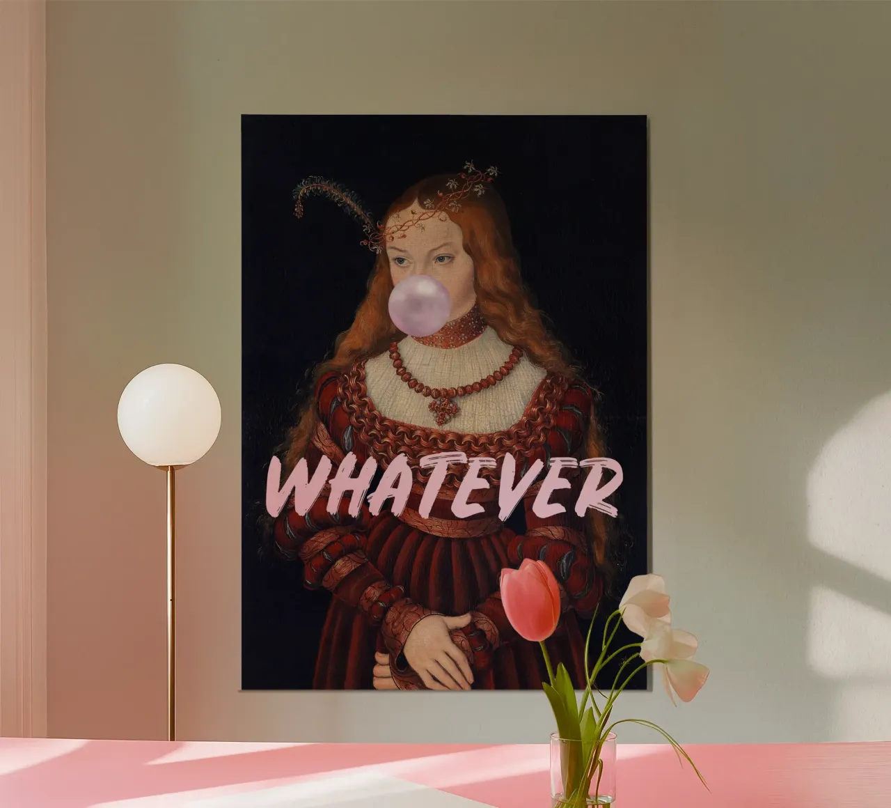 Whatever Renaissance Girl poster con telaio in alluminio da GraceDigitalArtCo