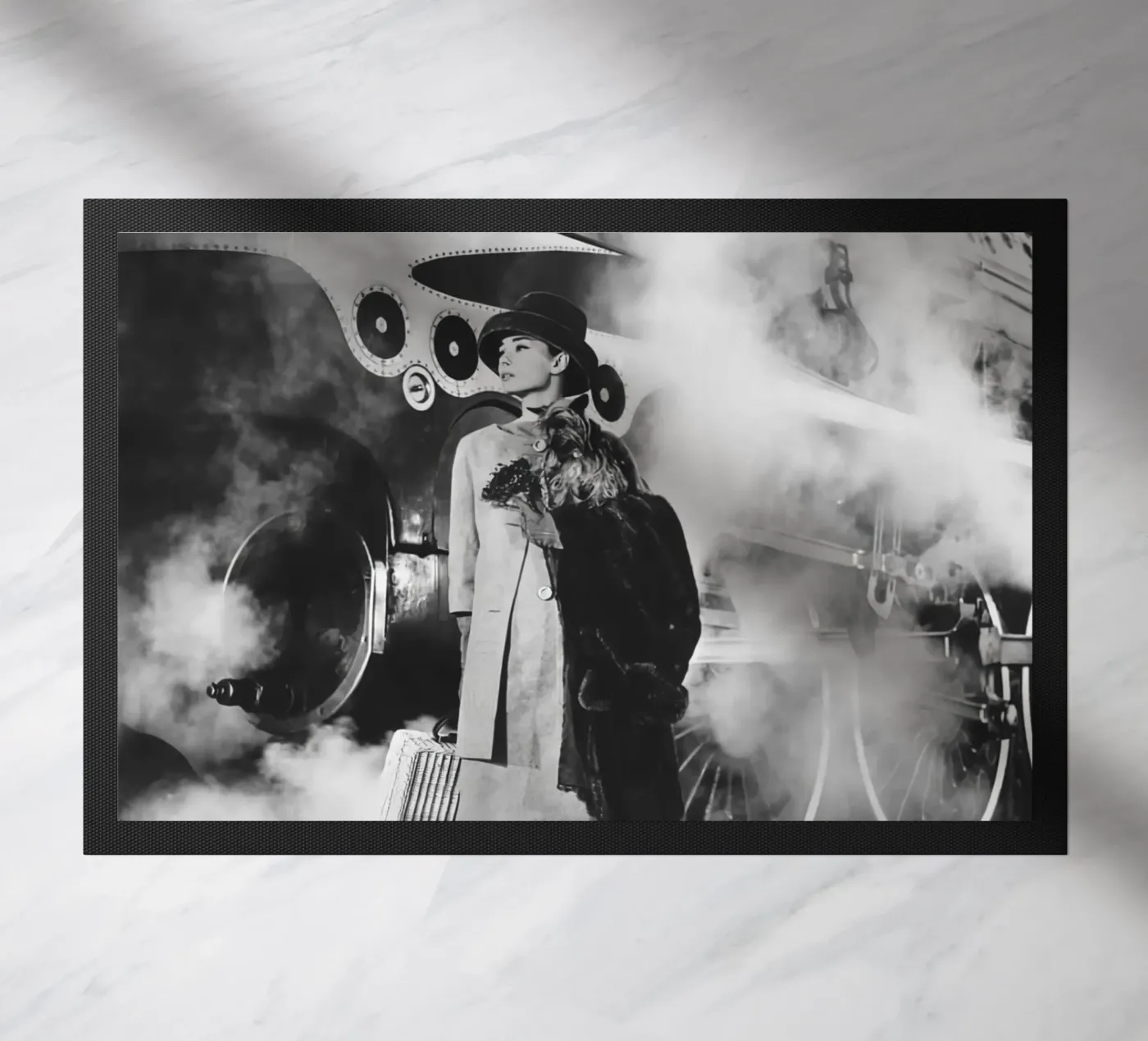 Audrey And Engine doormat by Lorraine Mooore