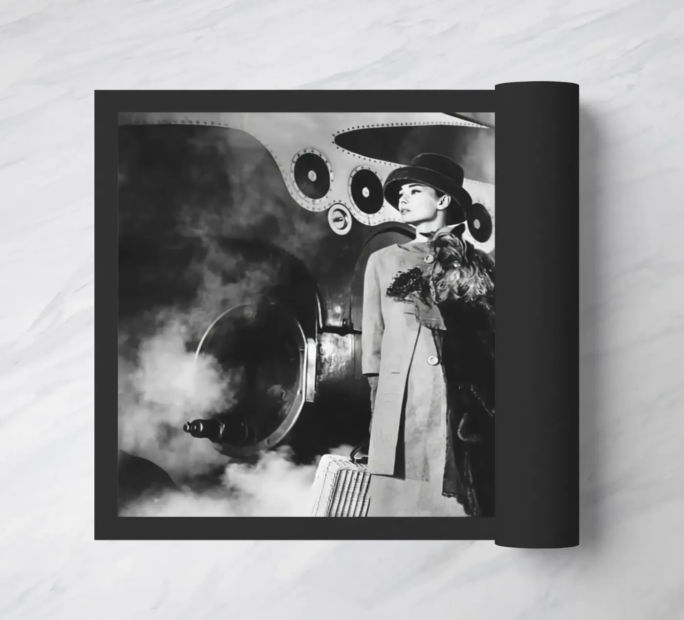 Audrey And Engine doormat by Lorraine Mooore