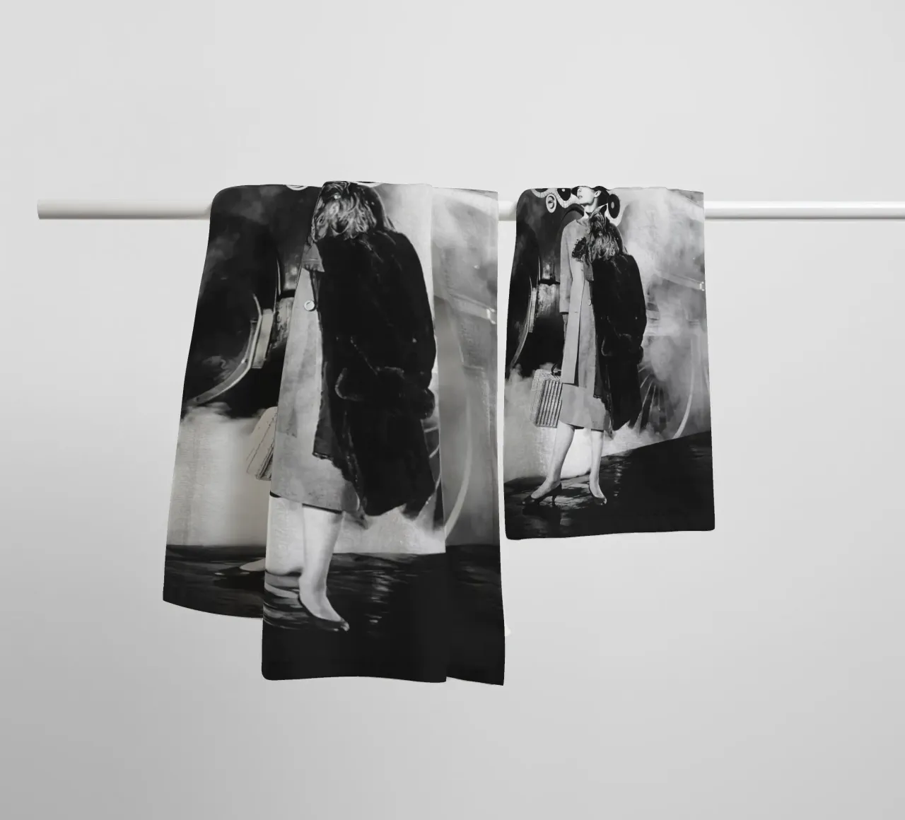 Audrey And Engine towel by Lorraine Mooore