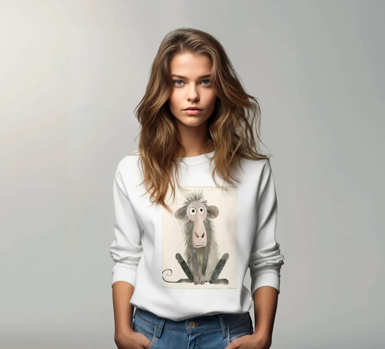 Stylized Illustration of a Baboon sweatshirt by DesignDoodle