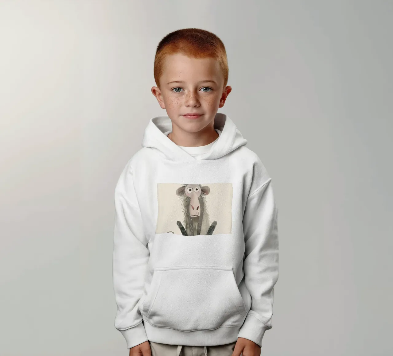 Illustrazione stilizzata di un babbuino felpa bambino con cappuccio da DesignDoodle