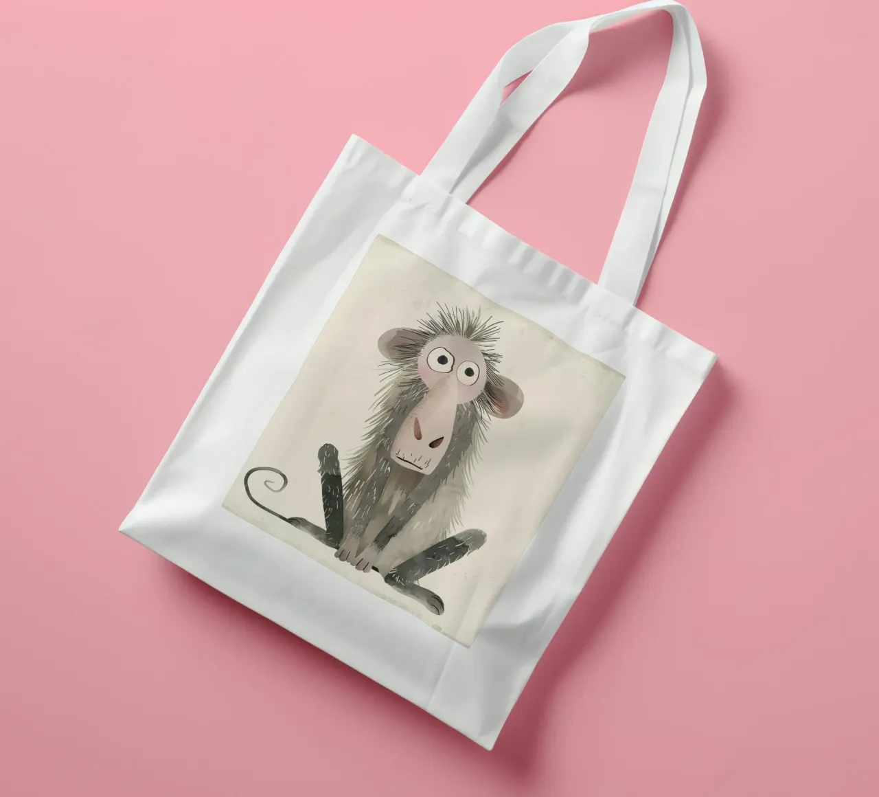Illustrazione stilizzata di un babbuino borsa in juta da DesignDoodle