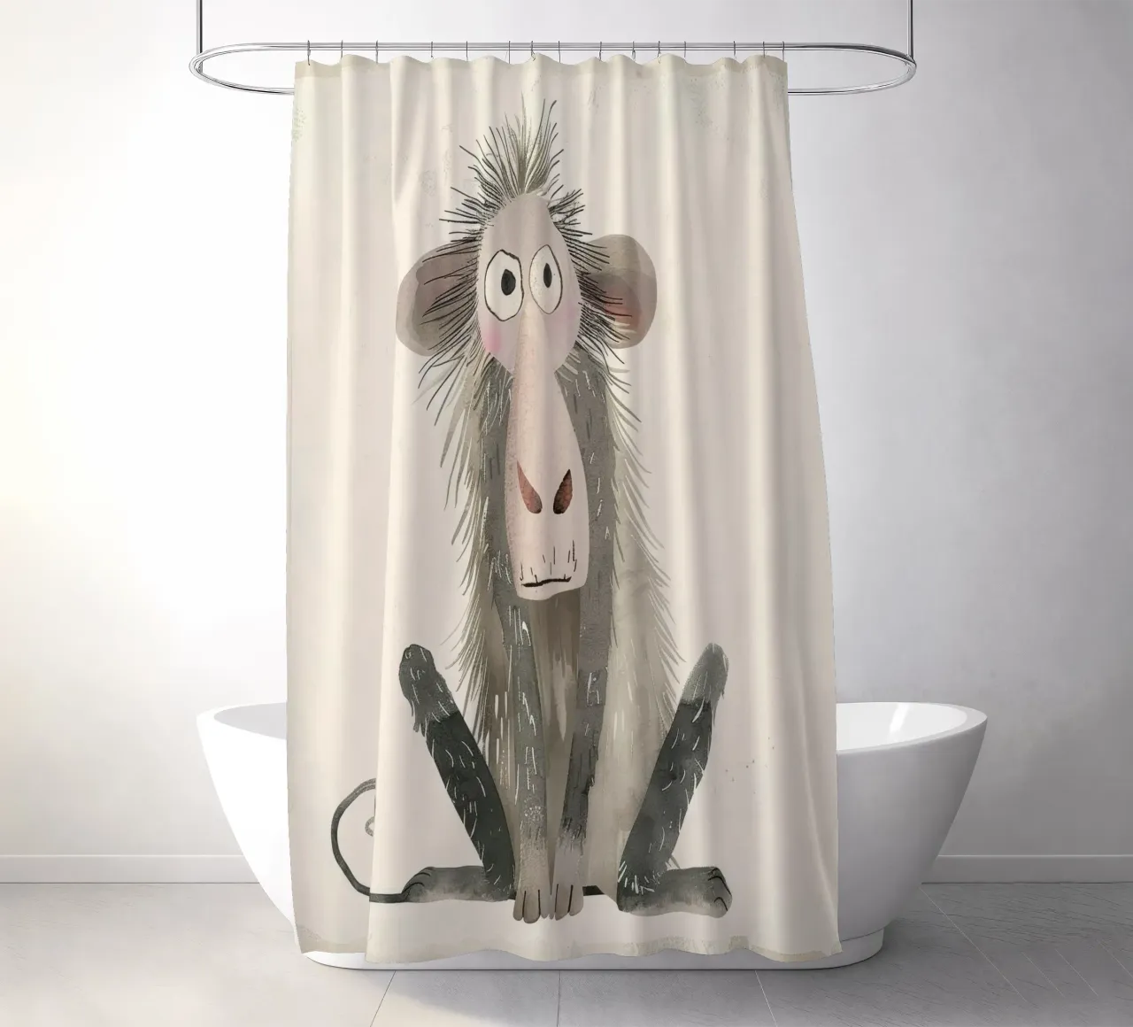 Illustrazione stilizzata di un babbuino tenda da doccia da DesignDoodle