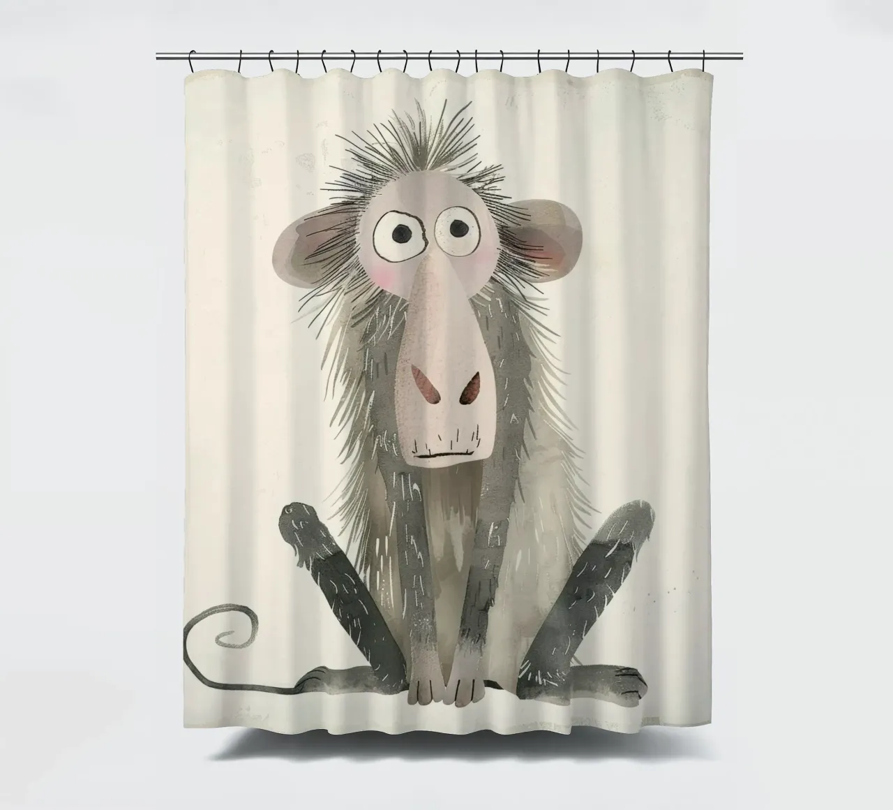 Illustrazione stilizzata di un babbuino tenda da doccia da DesignDoodle