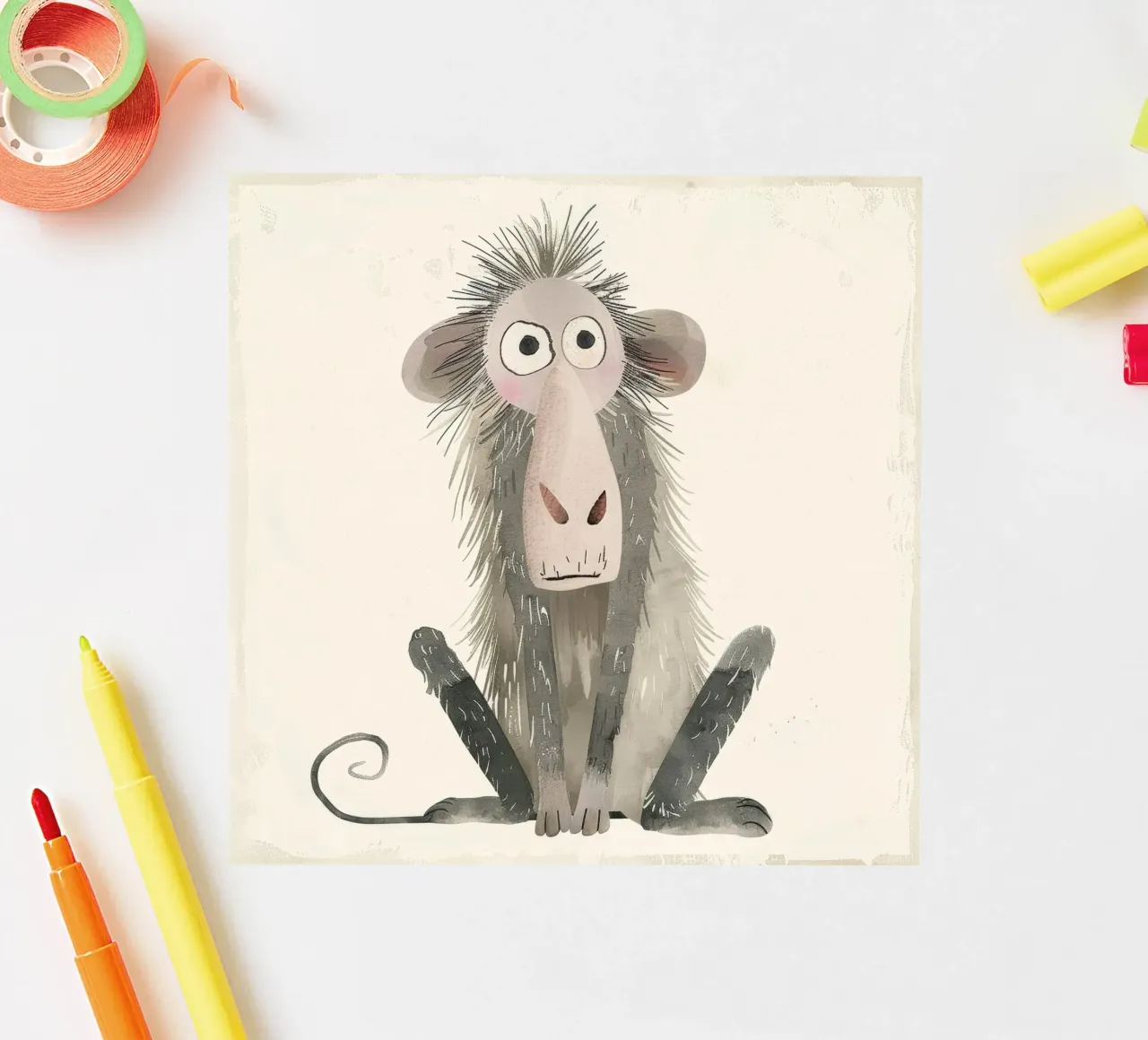 Illustrazione stilizzata di un babbuino adesivo da DesignDoodle