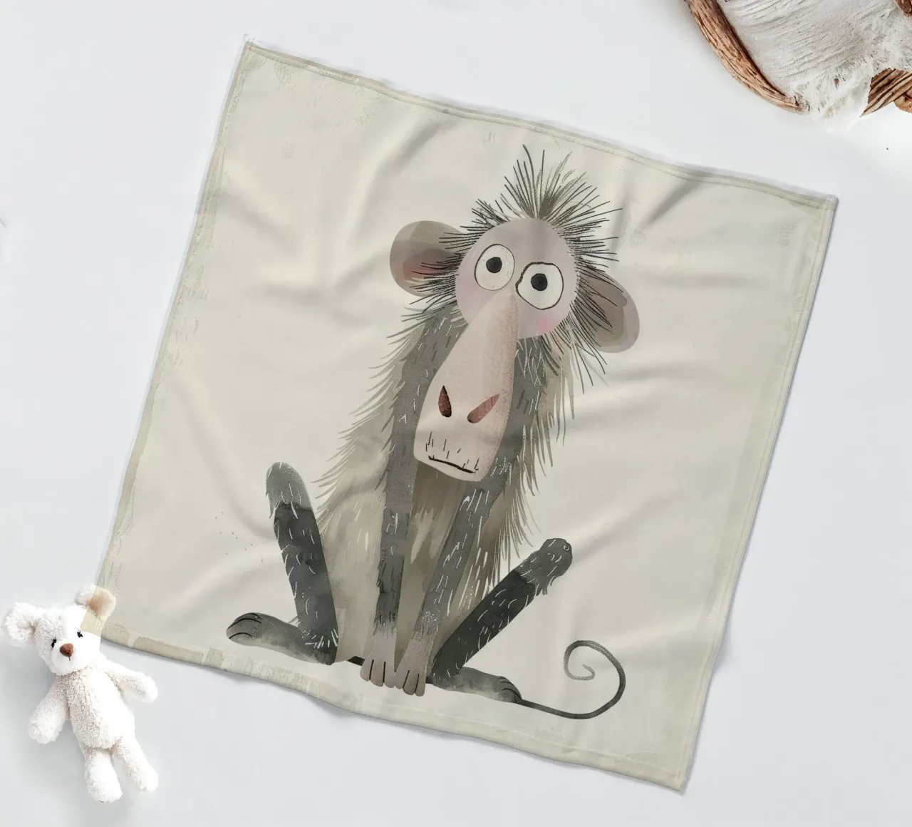 Illustrazione stilizzata di un babbuino coperta in pile da DesignDoodle