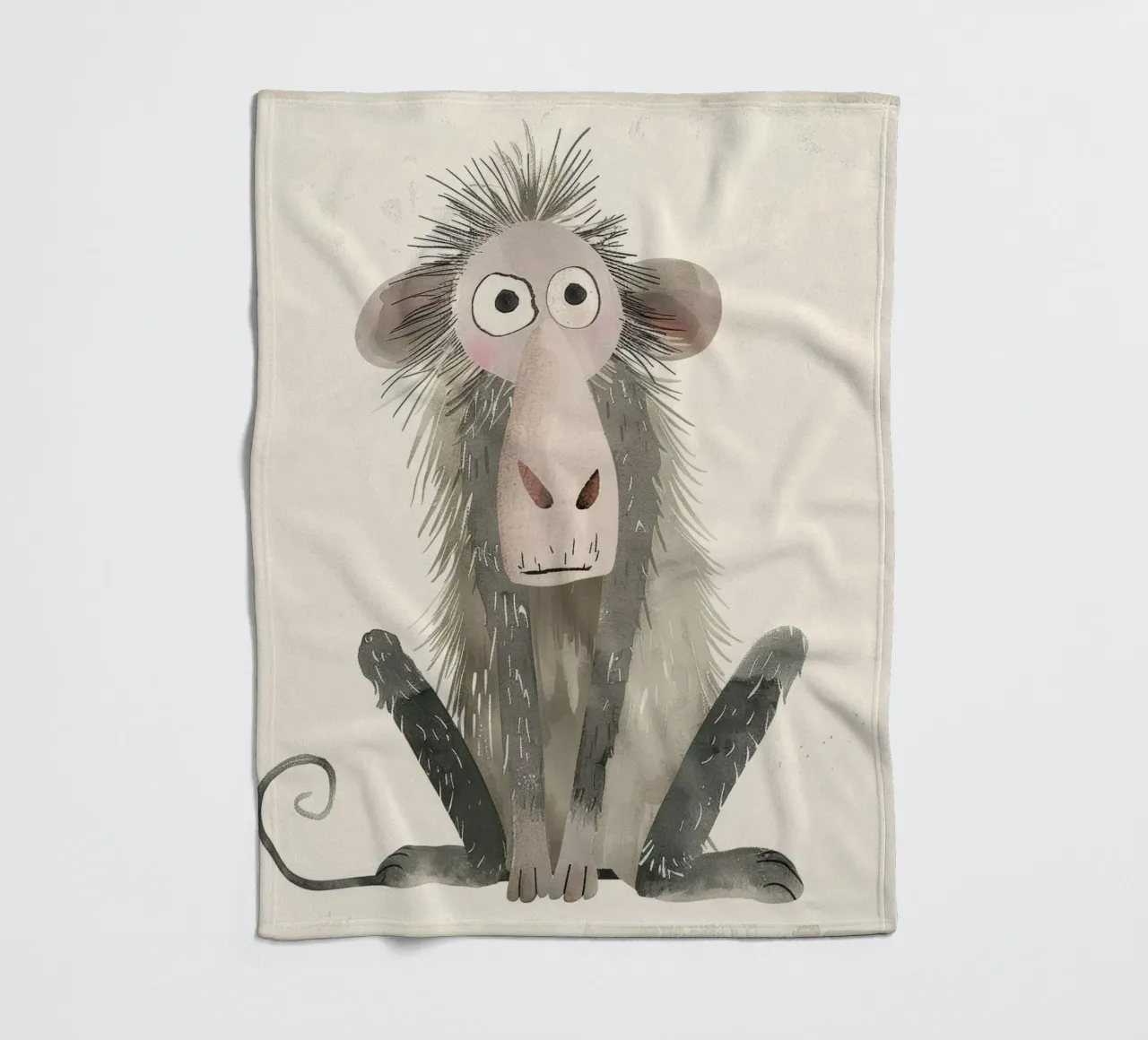 Illustrazione stilizzata di un babbuino coperta in pile da DesignDoodle