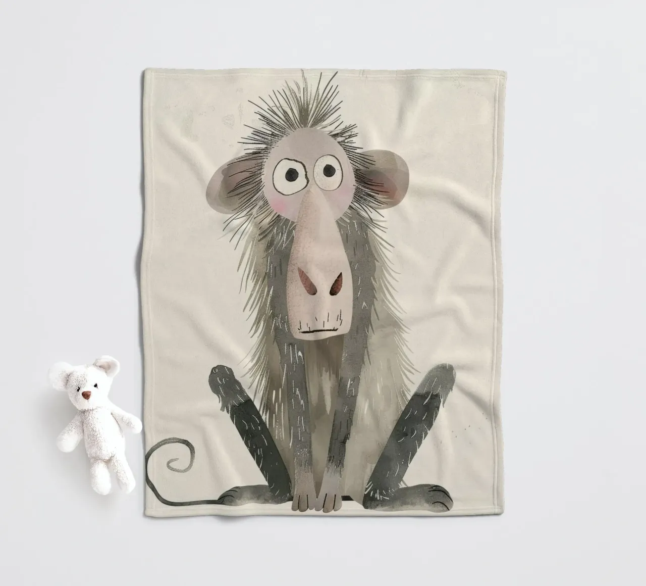 Illustrazione stilizzata di un babbuino coperta in pile da DesignDoodle