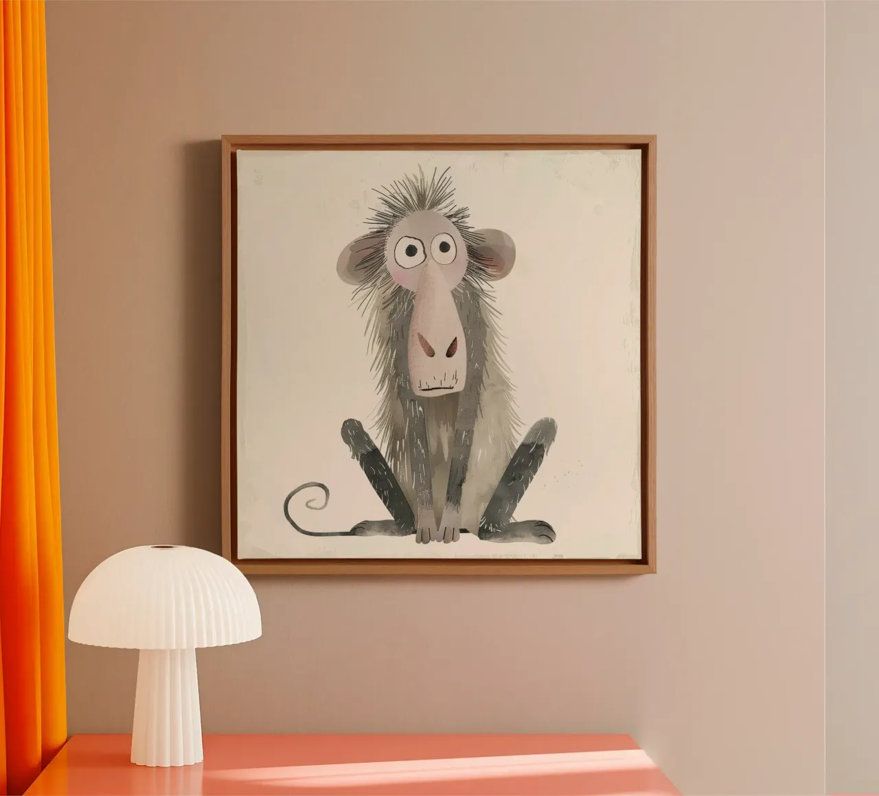 Illustrazione stilizzata di un babbuino tela da DesignDoodle